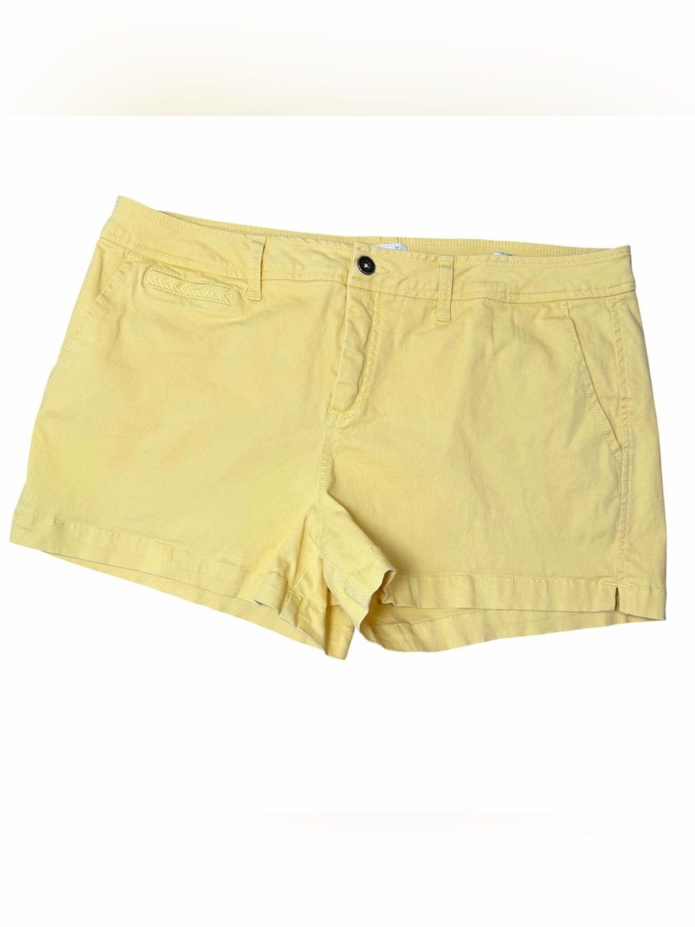 Market & Spruce Women's Chino Shorts Yellow SZ 14 Cotton Stretch Casual Coastal